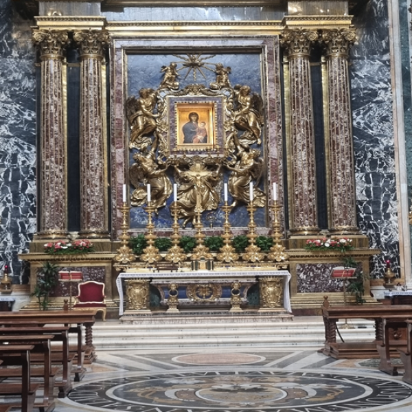 Imagen de 'Salus Populi Romani' conocida como 'Nuestra Señora de las Nieves' en la basílica de Santa María la Mayor.